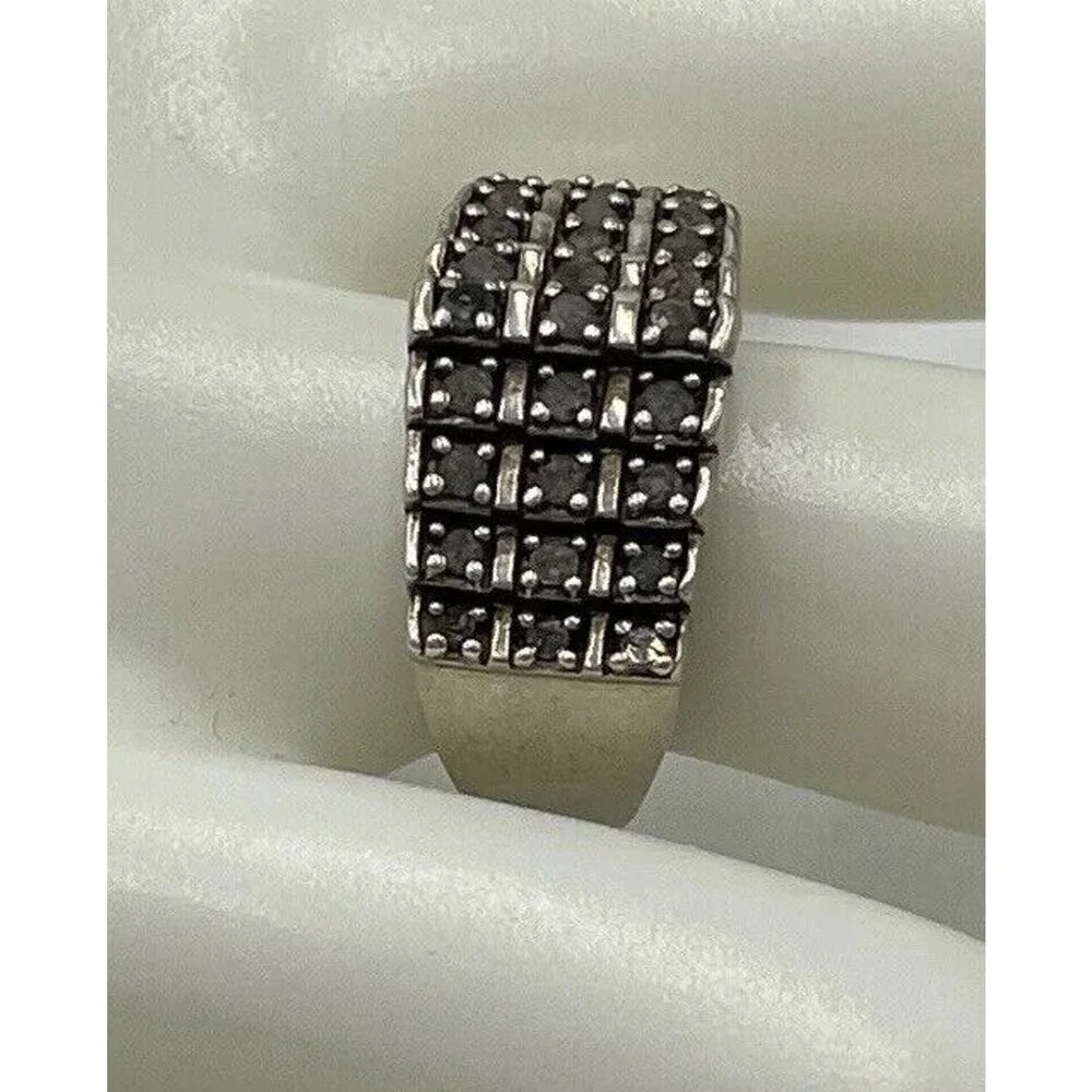 JWBR Sterling Silver & Diamond Tiered Cocktail Anniversary Open Back Ring Sz 8.5